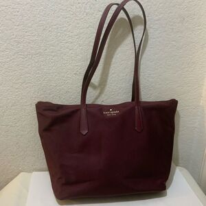 Kate Spade Red Nylon/leather Zip Top Tote Bag